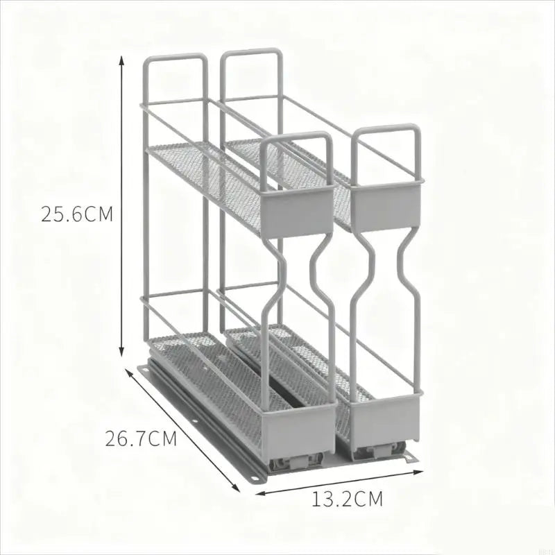 Two Kitchen Seasoning Holder With 2 Level Storage Space Durable Carbon Steel Structure For Cabinets And Pantries B03E