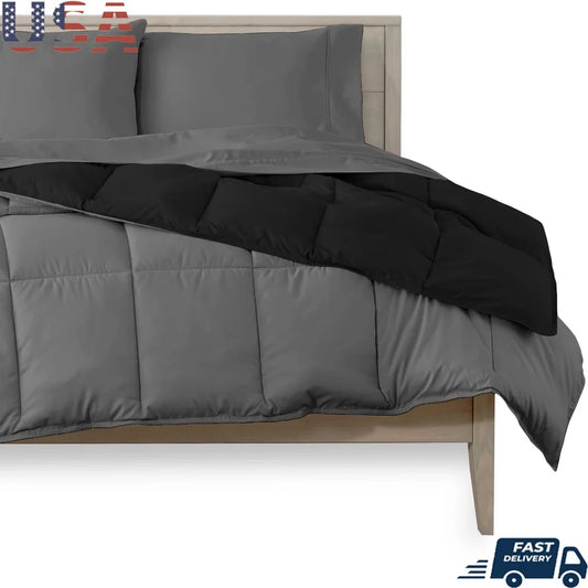 Reversible Microfiber Comforter Bed in a Bag Set Twin XL Hypoallergenic Soft Durable Machine Washable Bedding 4 Piece
