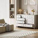 10 Drawer Dresser, 55" Modern White Dressers and Chests of Drawers