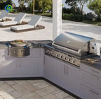 Custom Modern Outdoor Kitchen BBQ With Sink PVC Door Pizza Oven Small Refrigerator Cabinet Basket Kitchen Furniture