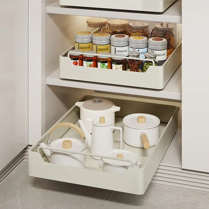Kitchen Storage metal holdetr with Slide Rails Pull-out Drawer Storage Tray Spice Storage Rack  kitchen accessories organizer