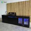 Customized Outdoor Kitchen Stainless Steel BBQ Grill With Sink Refrigerator For Backyard