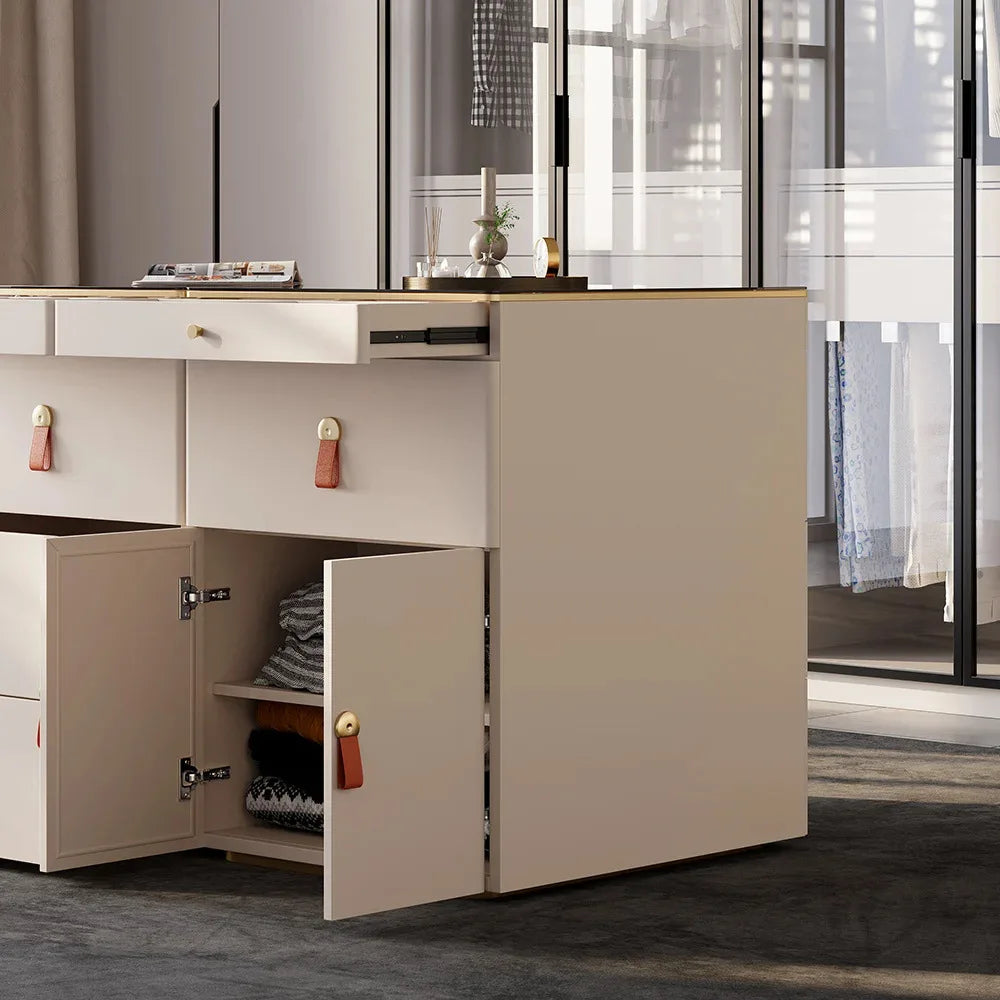 Deluxe champagne glass treasure display desktop with 12 drawers large storage space dresser