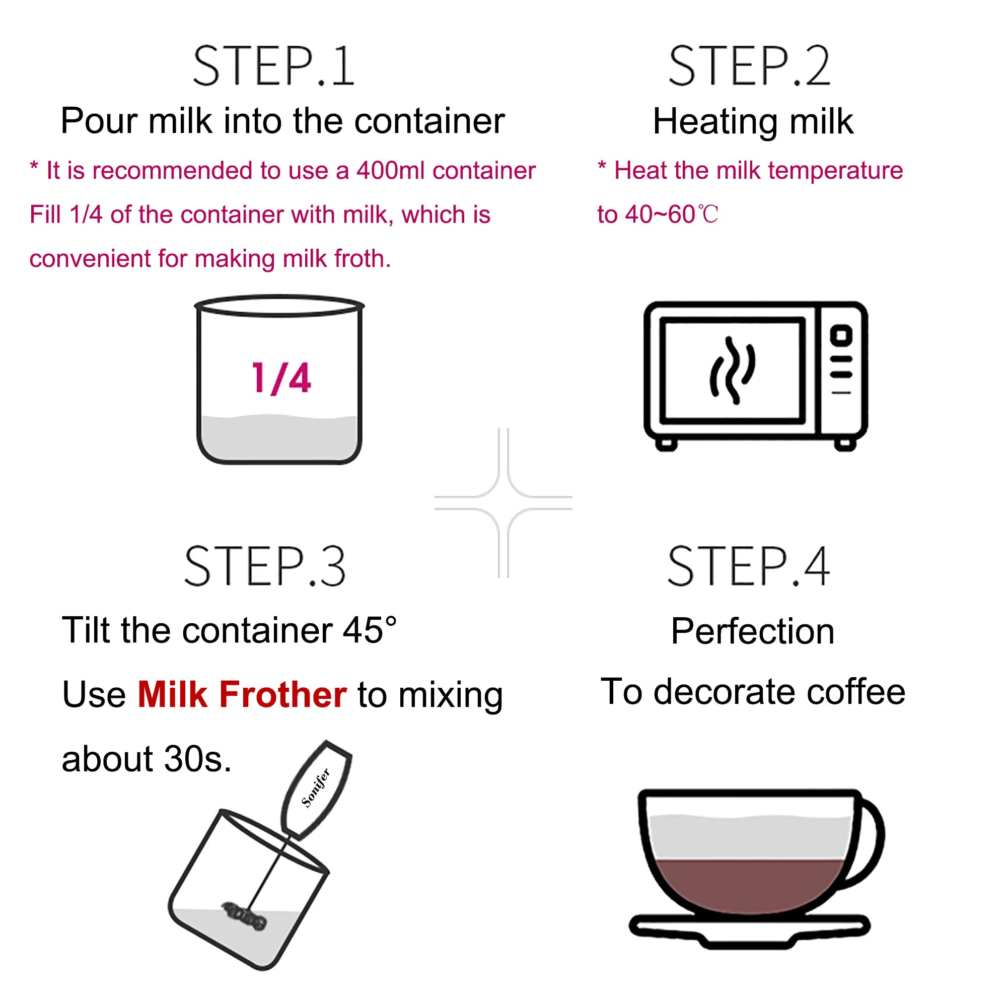 Milk Frother Electric Latte Cappuccino Steamer Automatic Heater Coffee Foamer Hot Kitchen Coffee Beater Cappuccino Mixer Sonifer
