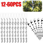 12-60pcs Bird Repellent Reflective Rods 30cm Scare Birds Repeller Wind Spiral Rotating Rod Hanging Ornaments Home Garden Decor