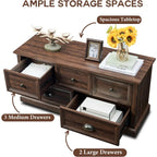 Farmhouse 5 Dresser for Bedroom, 45" Wide of Drawers, 21" Tall Closet Bench Chest Storage Trunk, W