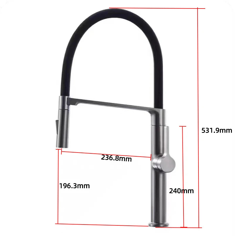 Gunmetal Rubber Kitchen Faucet Mixer Rotation Pull Down Stream Sprayer Taps Hot And Cold Water Single Hole Single Handle Faucet
