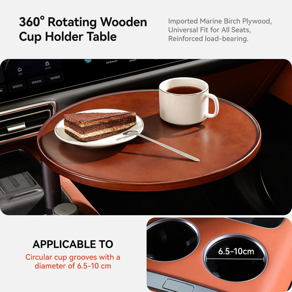 YZ For Tesla Model 3 Y juniper Kia Hyundai Car Water Cup Extended Table Board  Solid Wood Food Drink Tray Portable Office Table