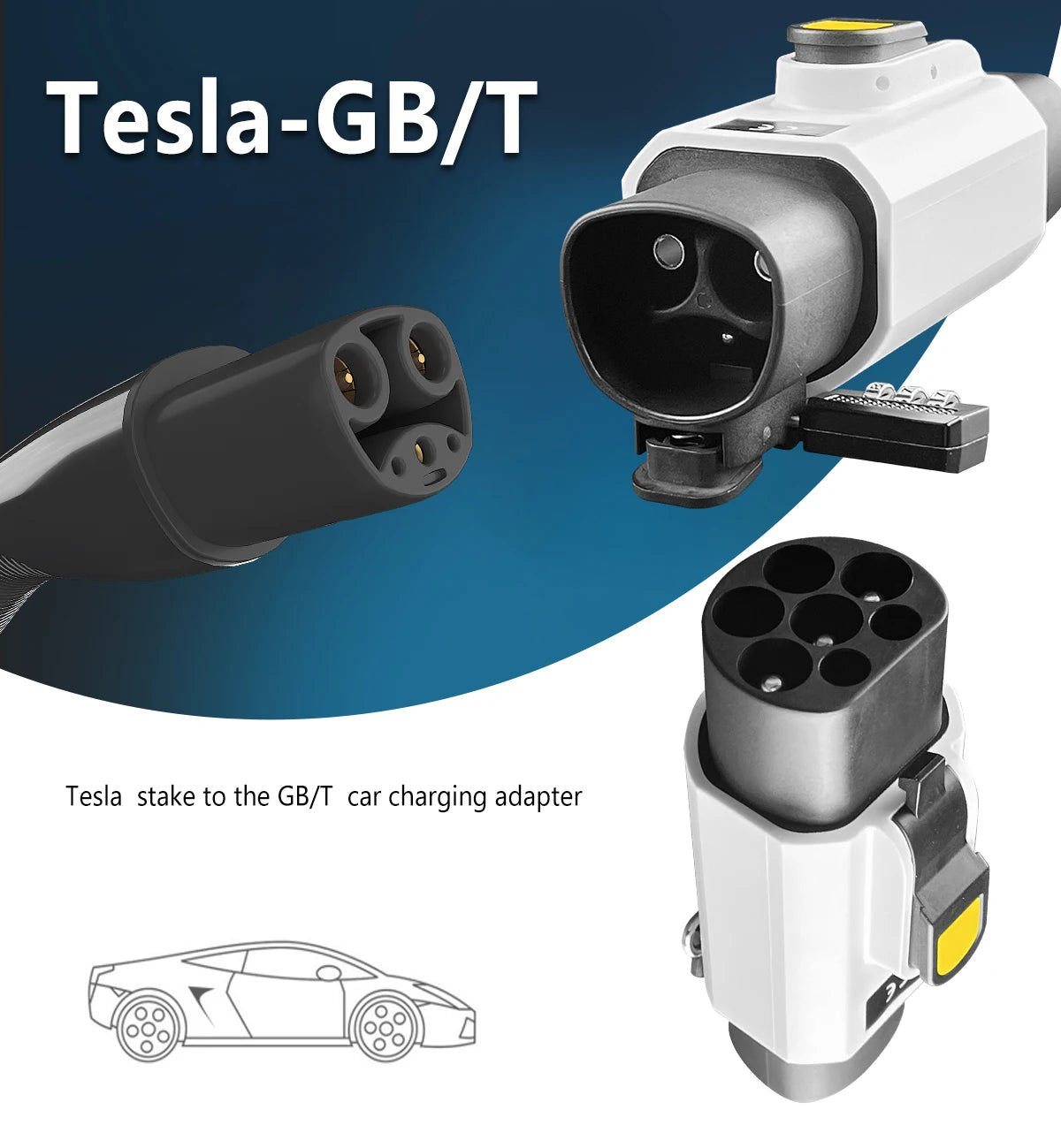 For Tesla charging station Tesl a to GBT Electric Car 250V EV Charger 32A 7KW NACS To GBT With Anti-theft lock Adapter BYD