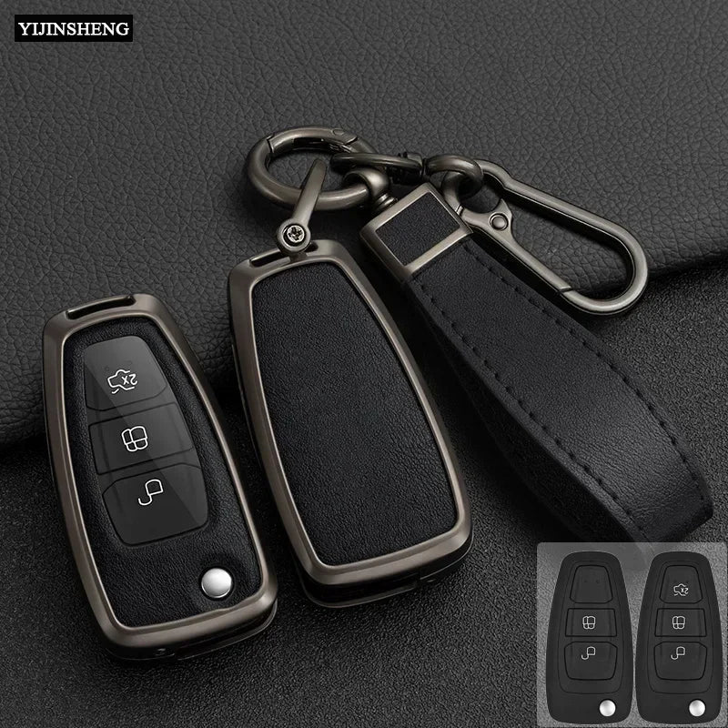 Zinc Alloy + Silicone Car Key Case Cover for Ford Fiesta Ranger C-Max S-Max Focus 3 4 Galaxy Mondeo Transit Tourneo Custom MK4