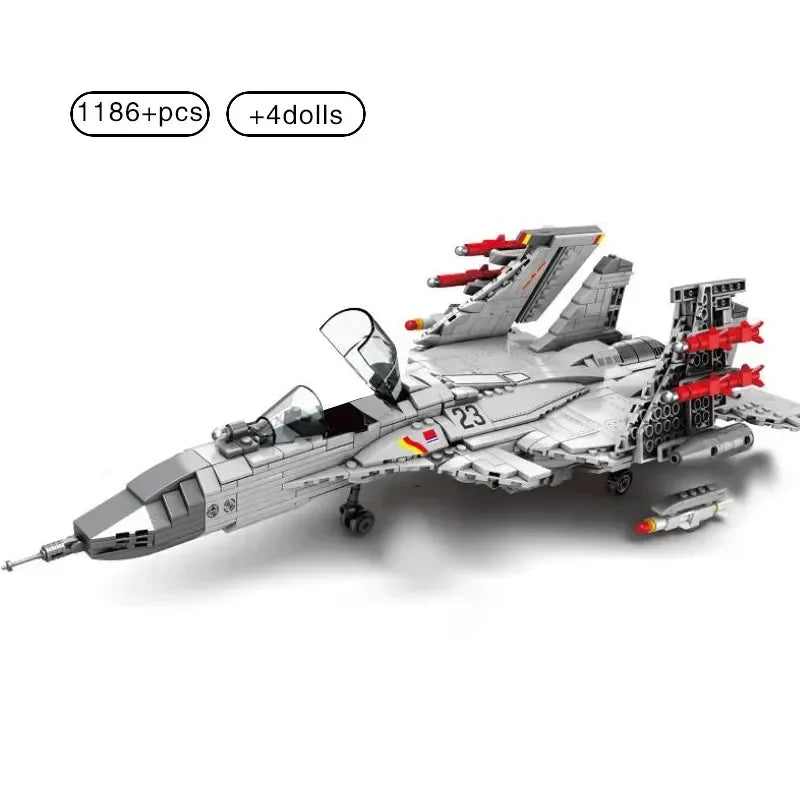 1186pcs Military J-15 Fighter Jet Building Blocks - Aircraft Model Bricks for Boys & Kids Toy Gift | AlluCanFind