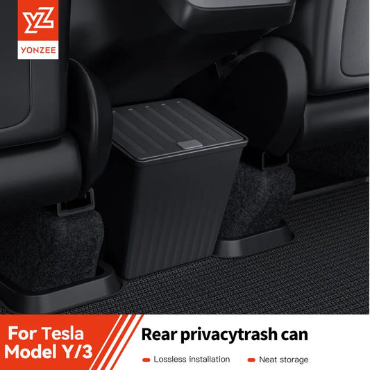 YZ For Tesla Model 3 Y Juniper Highland Rear Seat Storage Box Organizer Car Center Console Bins Backseat Trash Can Garbage Bag