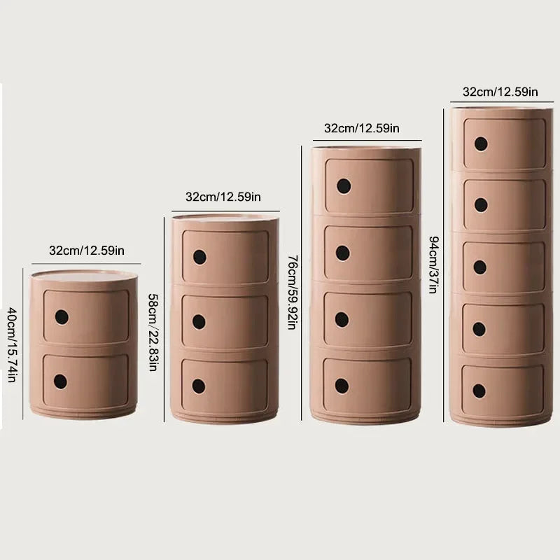 Creative Bedroom Bedside Table Modern Minimalist Round Storage Small Cabinet Large Capacity Plastic Side Cabinet