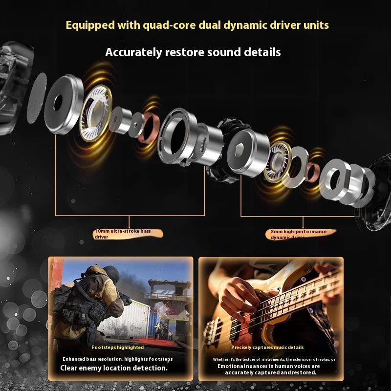KZ Duet Wired HiFi Earphones With 2DD 2 Dynamic Driver semi-in Ear Music Monitor Ergonomics Headset Custom Gaming Earbud Gifts