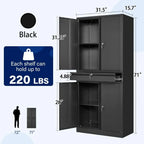 Metal Garage Storage Cabinet with Locking Doors and Adjustable Shelves, Tool Storage Cabinet with 1 Drawer - 71" Steel Cabinet