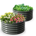 2-Pack 4ft x 18” Tall Galvanized Raised Garden Beds Outdoor, Round Metal Planter Box, Anti-Rust & Easy-Setup
