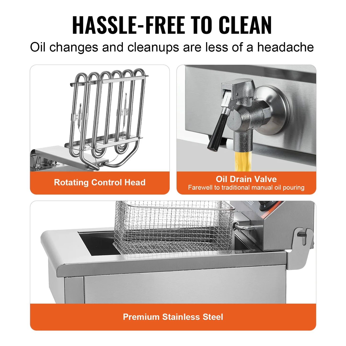 SucceBuy Commercial Deep Fryer Electric Countertop Fryer with Basket Stainless Steel Single Oil Fryer with Time & Temp Control