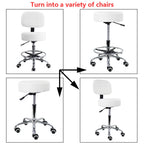 KKTONER Swivel Round Rolling Stool PU Leather with Adjustable Foot Rest Height Adjustable Task Work Drafting Chair with Back