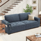 Modern 89" Sofa - Chenille, USB/Type-C, Removable Cover for Small Spaces