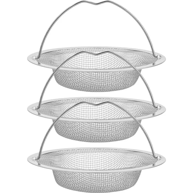 1/20pcs Kitchen Sink Strainer With Handle & Stopper Replacement Drain Basket Stainless Steel Mesh Filter Waste Hole
