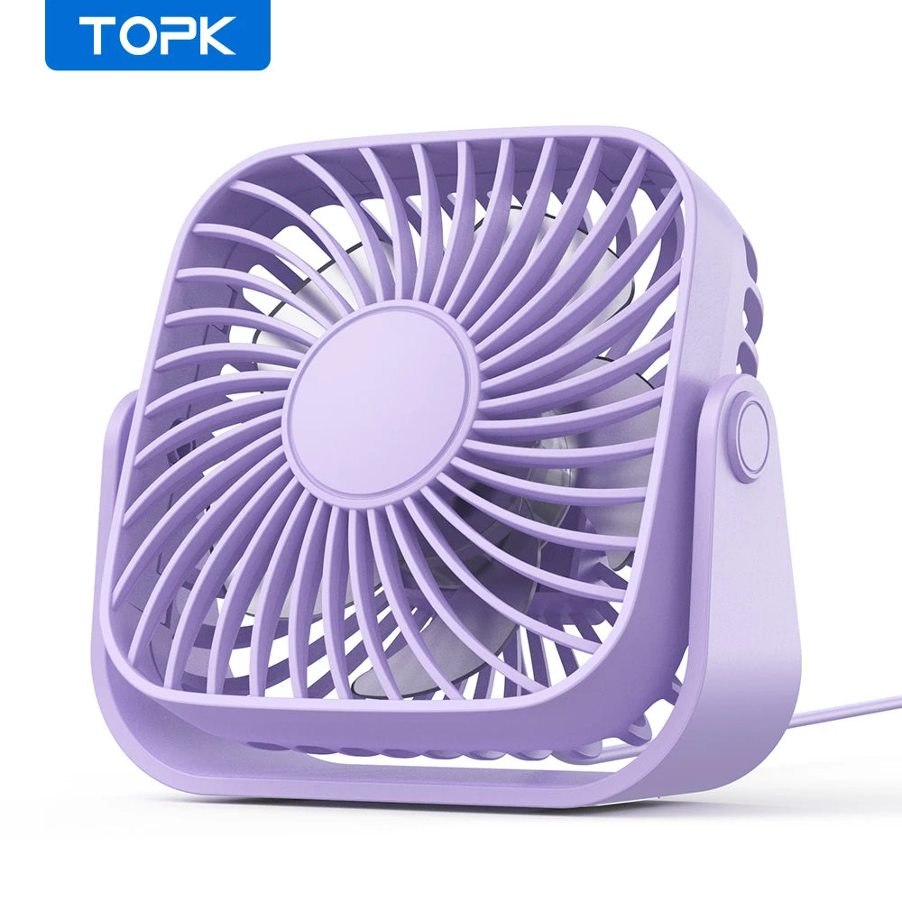 TOPK 4Inch USB Mini Desk Fan,3 Speeds Quiet Portable Desktop Table Fan