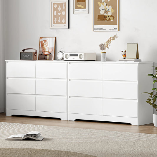 Getone White Chest of Drawers Bedroom Dresser, Bedroom Storage Cabinet with 6 Drawers Sideboard for Living Room 120x40x82cm