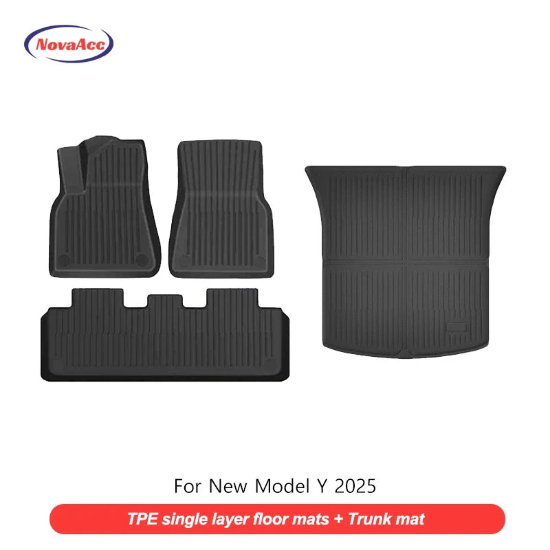 Floor Mats For Tesla Model Y 2025+ Juniper TPE All-Weather Waterproof Trunk Mat Liner Non-Slip Car Interior Protection