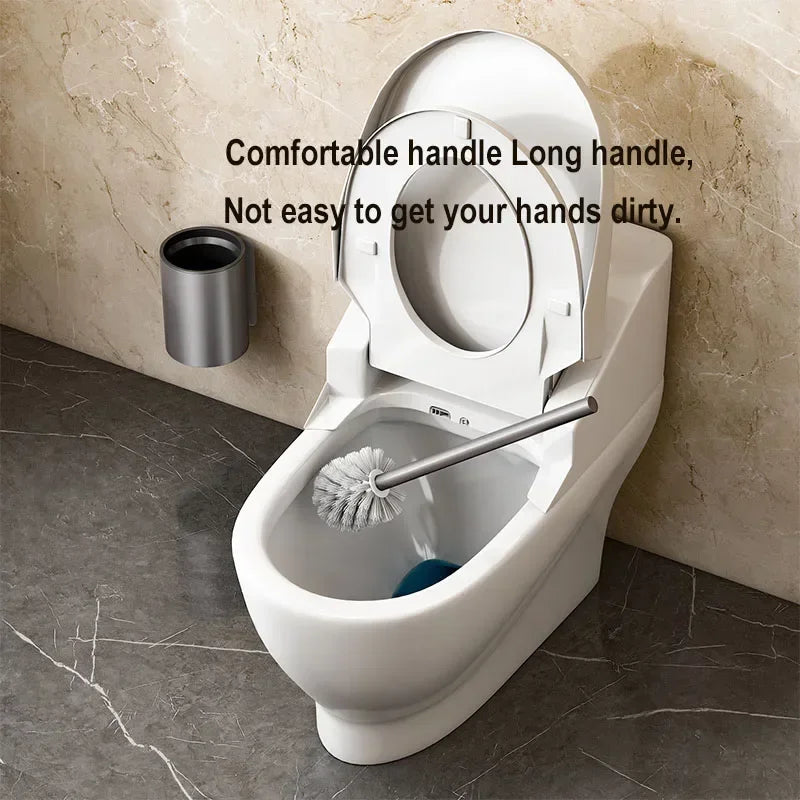 Wall-mounted Toilet Brush Punch-free Space Aluminum Toilet Brush No Dead Angle Toilet Brush Bathroom Cleaning Tool