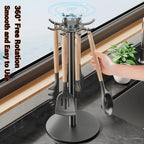 Kitchen Utensil Stand: Rotating Storage Hanger with 8 Hooks, for Countertop Organization Rotatable Cooking Utensils Holder