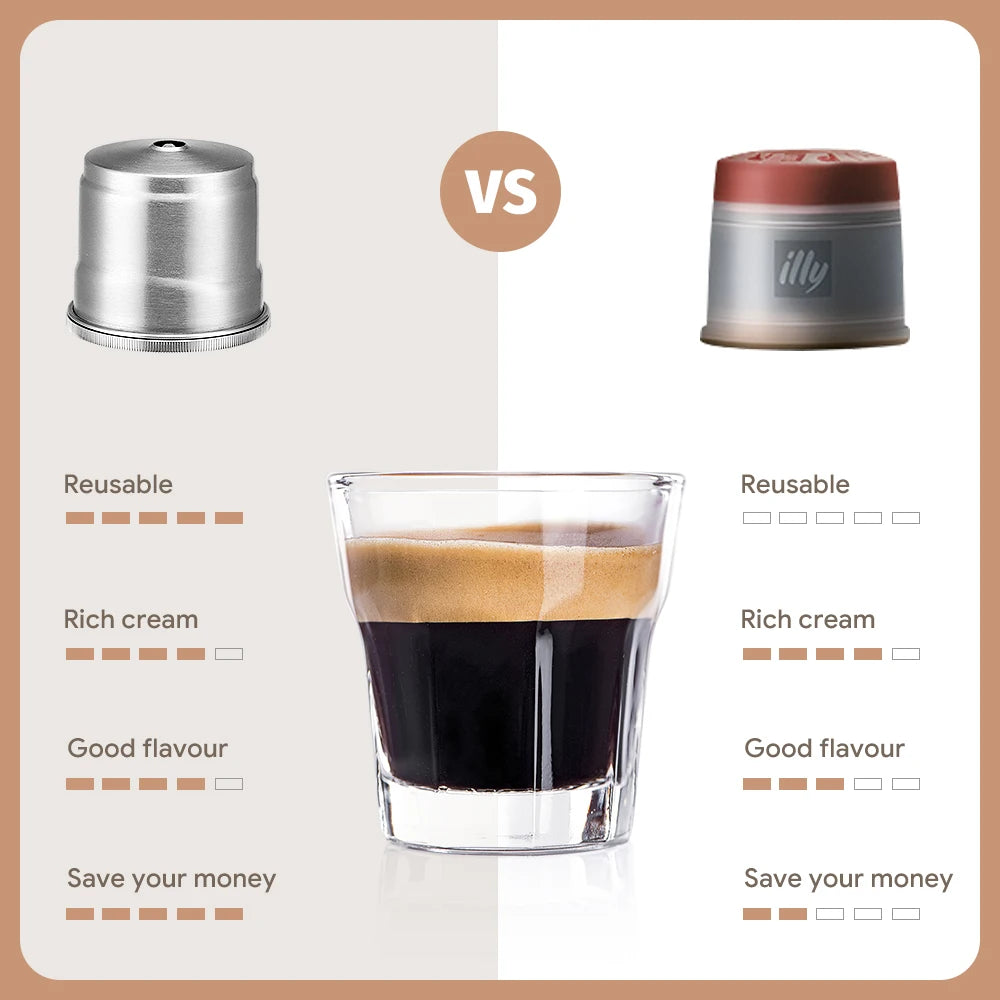 Reusable Coffee Filters for illy Stainless Capsule y3 Iperespresso Rich Crema Coffee Capsules Filter fit illy X7,illy Y3,illy Y5