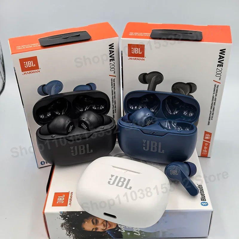 Original JBL Wave 200TWS Wireless Bluetooth Earphones Stereo Earbuds Bass Sound Headphones Headset JBL W200 with Mic
