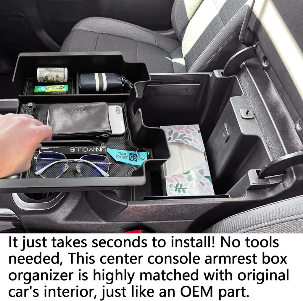 Center Console Organizer Tray Compatible with 19-22 Chevy Silverado GMC Sierra 1500 Accessories -Full Console wBucket Seats ONLY