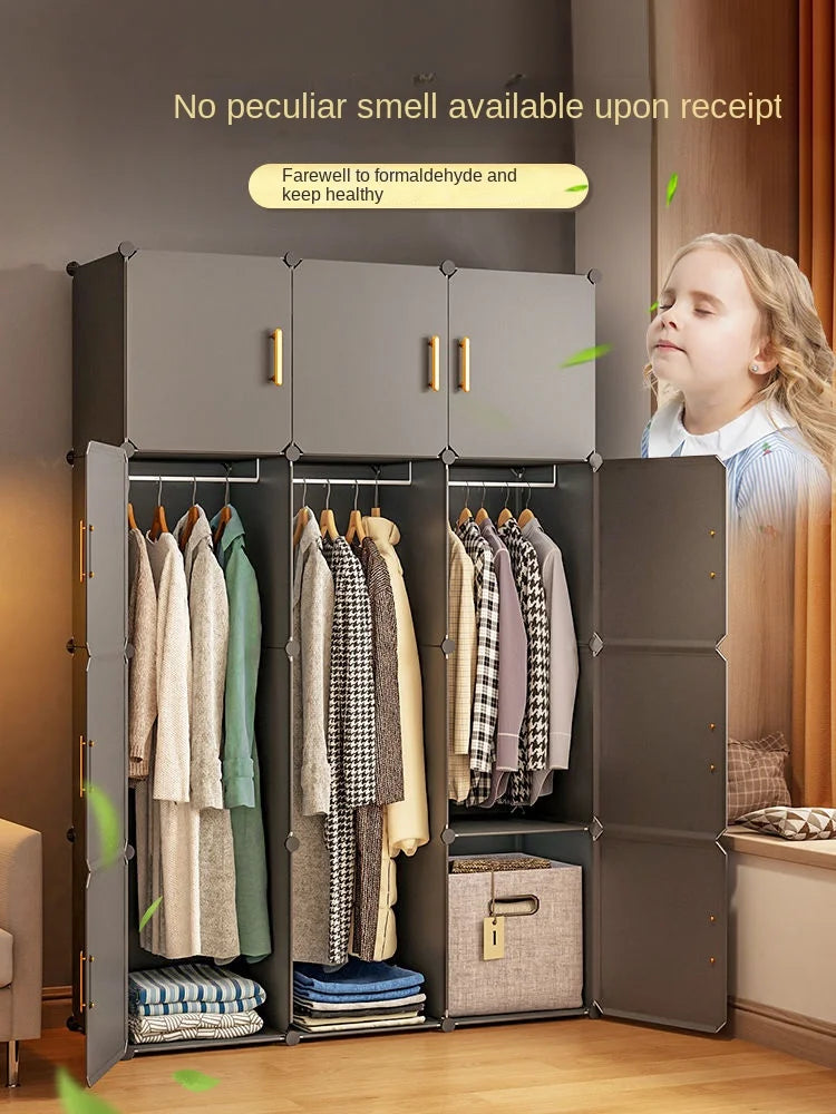 Folding Wardrobe Clothes Cabinets Simple Dressers Cube Storage Locke Closet Plastic Collapsible Sturdy Home Bedroom Furniture