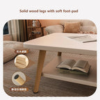 Formwell 80*50cm top 2 tier simple coffee table wood sofa table for Living Room easy assembling solid wood legs