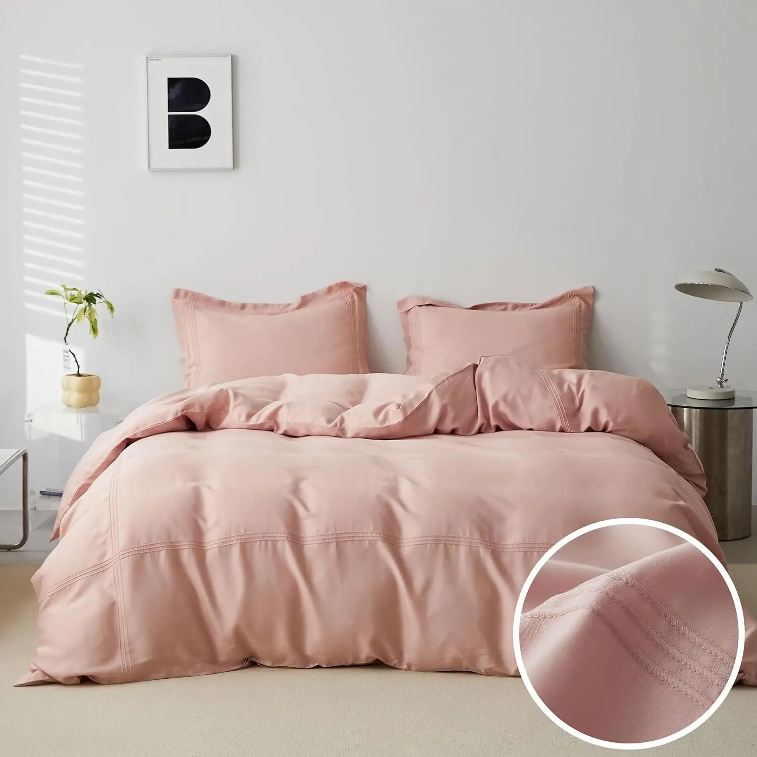 Simple&Opulence 100% Eucalyptus Lyocell Tencel Duvet Cover Set   Cooling Breathable Duvet Cover Soft Silky, Luxury Bedding Set