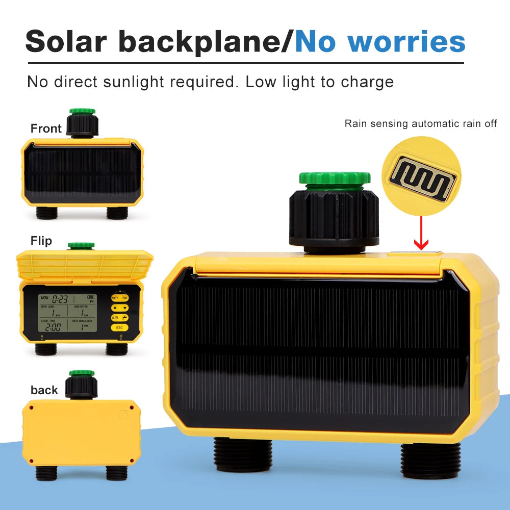 WIFI Smart Garden Water Timer Solar Charging Automatic Sprinkler Timing Outdoor Farm Drip Irrigation Controller with Rain Sensor