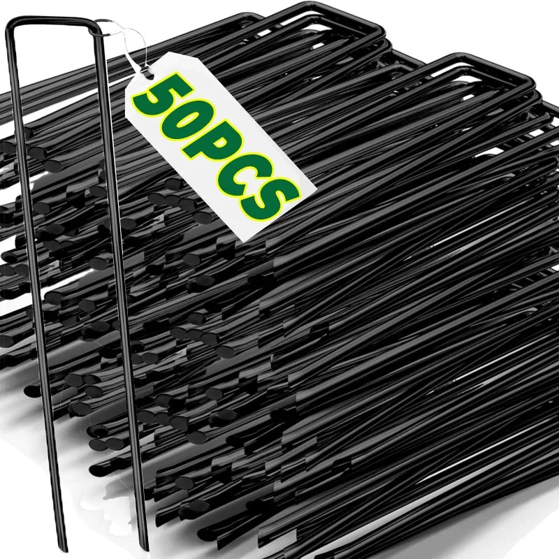 Galvanized U-type Garden Staples Heavy-duty Fence Tubing Stakes Sod Pins Artificial Grass Tent Securing Pegs Lawns Ground Nails