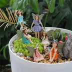 Resin Flower Fairy Set with Six Gardens, Courtyard, Balcony, Flower Pot, Lawn Decoration Suitable for Indoor and Outdoor Use
