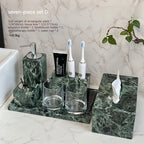 Luxury Marble Bath Set: Shampoo Bottles, Tray & Canister Organizer, Natural Stone Accessories for Home & Hotel Bathroom Decor