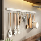 Kitchen Storage Rack Wall Mounted No Punch Shelves with Movable Hook Spoon Holder Organizer Kitchen Utensil Accessories