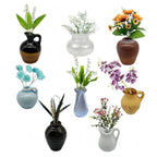 3-14pcs Set Mini Ceramics Vase Fridge Magnets Label Mini Bonsai Magnet Button Potted Simulation Flower Vase Refrigerator Message
