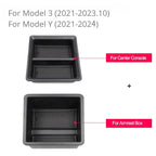 Central Control Storage Box for Tesla Model 3/Y/3+ Modely Juniper Center Console Organizer Tray Armrest Cubby Drawer Accessories