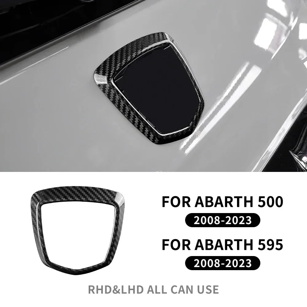 Real Hard Carbon Fiber Front Logo Frame Cover For Abarth 595 695 2012 2013 2014 2015 2016 2017 2018 2019 2020 2021 2022 2023
