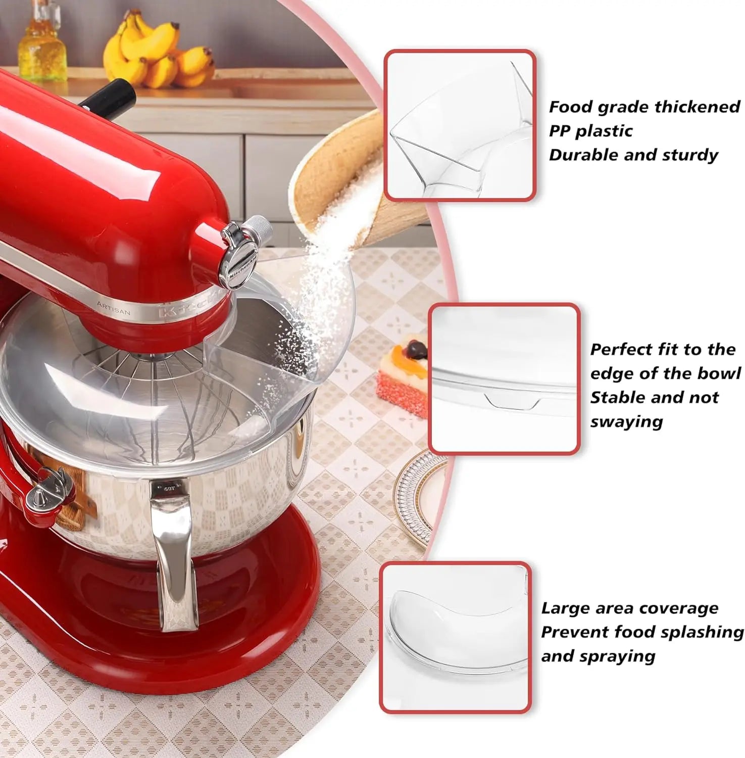KSMBLPS Pouring Shield for Kitchenaid 5.5 Quart, Pouring shield for kitchenaid 6 Quart &5, 7, 8 Qt Stainless Steel Bowl, kitchen