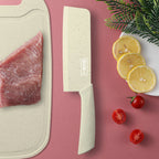 Five-piece beige stainless steel kitchen knife set, including a full set for kitchen, dormitory, household use, including a chef