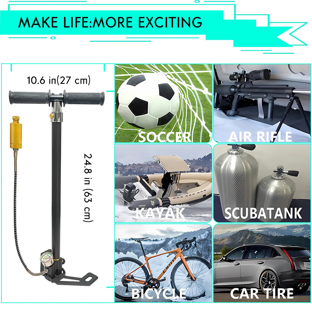 NUOGE 4 Stage 30mpa 4500Psi  PCP Hand Pump  High Pressure Operated HPA Tank Hunting Car Bicycle