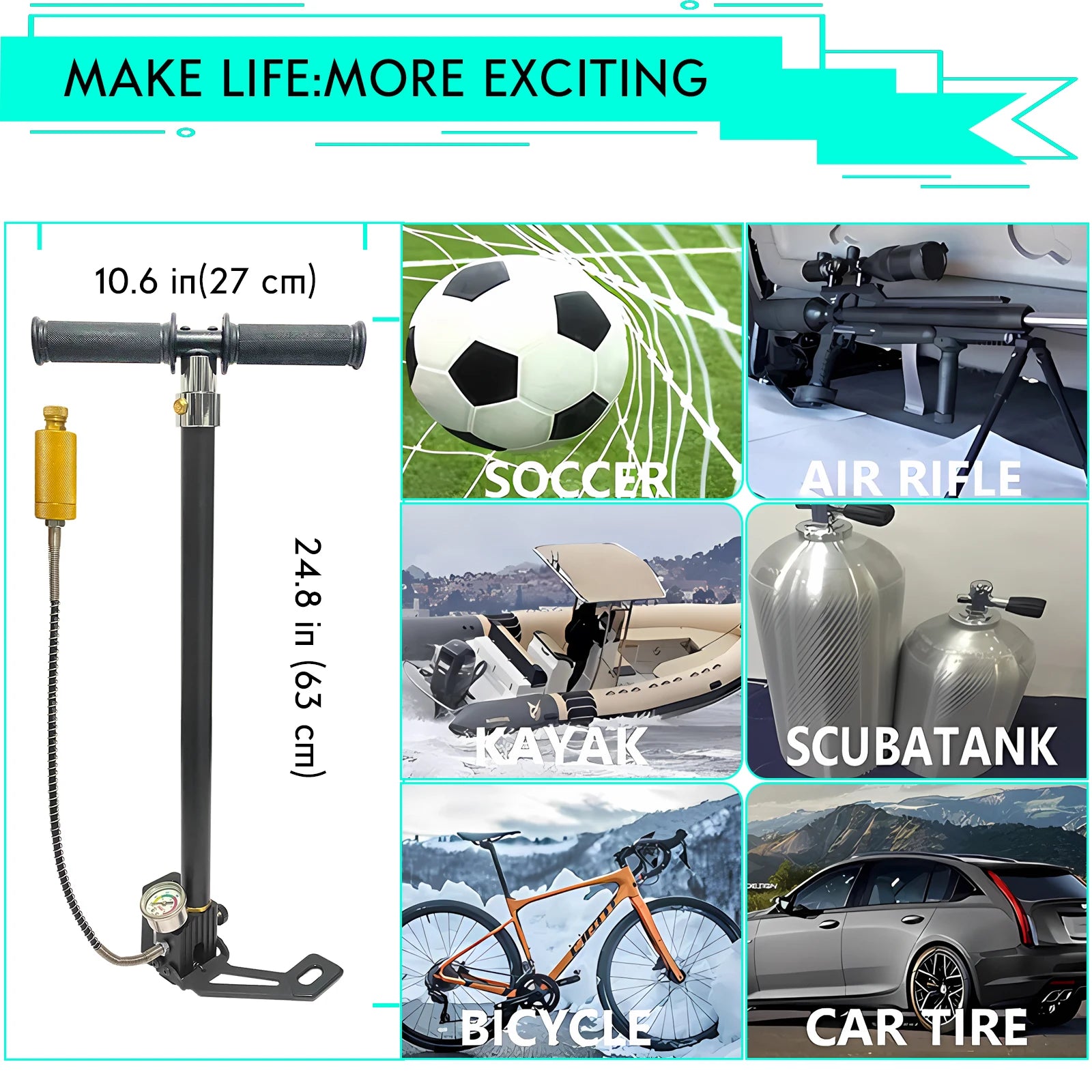 NUOGE 4 Stage 30mpa 4500Psi  PCP Hand Pump  High Pressure Operated HPA Tank Hunting Car Bicycle