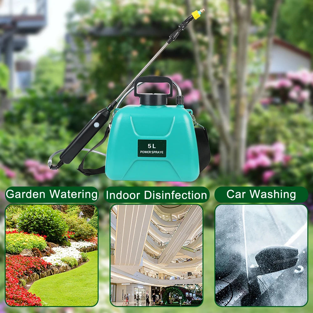 Electric Sprayer Automatic Spray Gun Garden Plant Mister USB Rechargeable Irrigation Tools Watering Can 5L Bucket Optional