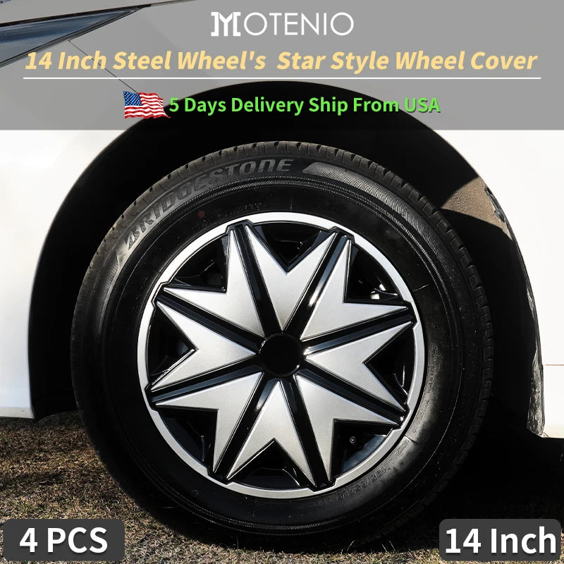 14 Inch Starfish Style Universal Hubcap R14 Wheel Covers For Cars - Set Of 4 - Fits Most Cars,Automobile Full Rim Cover Accessor