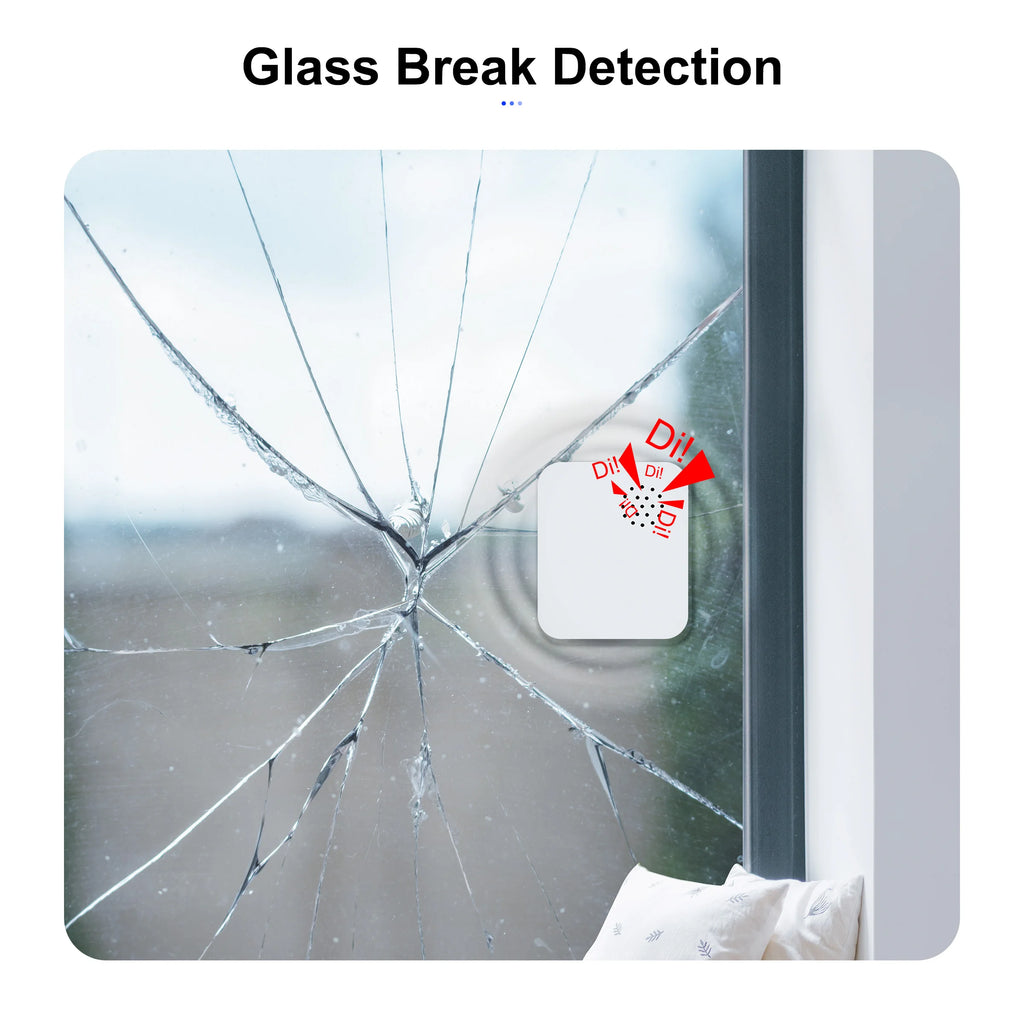 GIRIER Tuya ZigBee Vibration Sensor Smart Glass Break Detector Drop Tilt Detection Built-in Smart Siren for Home Security System